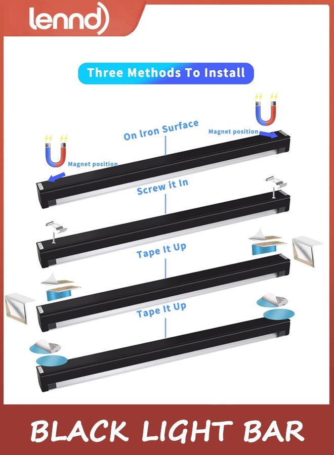 لينند شريط إضاءة أسود LED بقوة 10 واط، مناسب للإضاءة الفلورية، والمنسوجات، والملصقات، وطلاء الجسم، وحفلات الإضاءة بالأشعة فوق البنفسجية، مناسب للخزائن والعروض، مغناطيسي، عبوة من قطعتين - Image 2